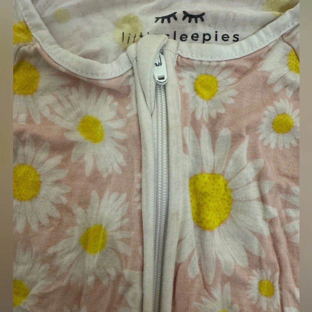 Little Sleepies Pink and White Daisy Footies Pajamas